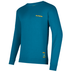 Tricou cu mânecă lungă La Sportiva CLIMBING ON THE MOON Sweatshirt Men Turchese/Giallo