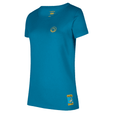 Tricou cu mânecă scurtă La Sportiva CLIMBING ON THE MOON T-Shirt Women Turchese/Giallo