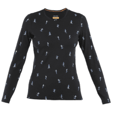 Tricou cu mânecă lungă Icebreaker Merino 200 Oasis LS Crewe Ski Day Women BLACK/AOP