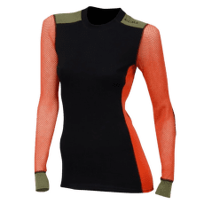 Tricou cu mânecă lungă Aclima WoolNet Hiking Crew Neck Women Jet Black/Poinciana/Capulet Olive