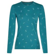 Tricou cu mânecă lungă Icebreaker Merino 200 Oasis LS Crewe Ski Day Women TOPAZ/HYDRO/AOP