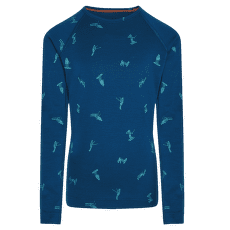 Tricou cu mânecă lungă Icebreaker Merino 200 Oasis LS Crewe Snow Day Kids ATLANTIS/TOPAZ/AOP