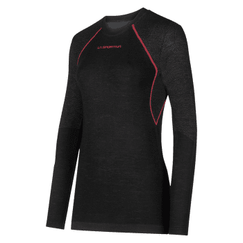 Tricou cu mânecă lungă La Sportiva WOOL40 AERO LONGSLEEVE Women Black/Hibiscus