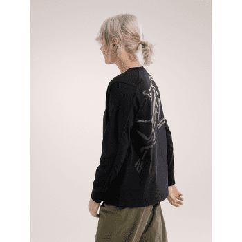 Tricou cu mânecă lungă Arcteryx Kragg Cotton Bird Crew LS Women Black / White