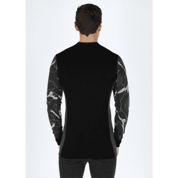 Tricou cu mânecă lungă Aclima Lars Monsen Femunden crewneck Men Jet Black/Marengo/Femunden Dark