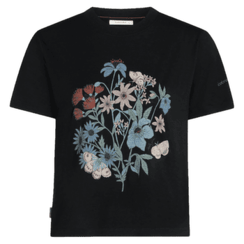 Tricou cu mânecă scurtă Icebreaker Merino 150 Tech Lite SS Crop Tee NZ Flora Women BLACK