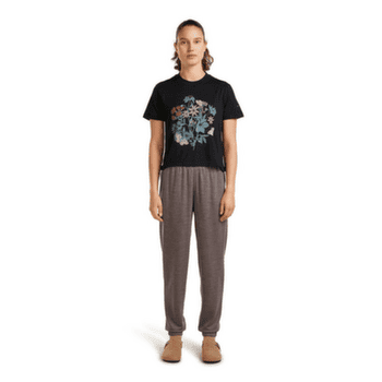 Tricou cu mânecă scurtă Icebreaker Merino 150 Tech Lite SS Crop Tee NZ Flora Women BLACK