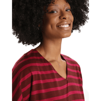 Tricou cu mânecă scurtă Icebreaker Drayden Reversible SS Top Stripe Women ESPRESSO/CHERRY/S