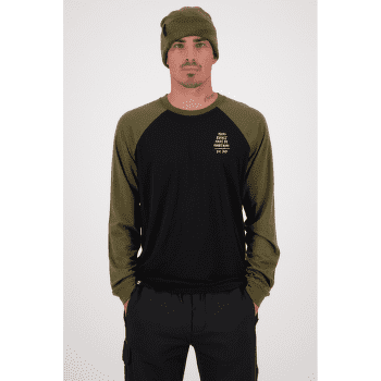 Tricou cu mânecă lungă Mons Royale Icon Raglan Dark Olive / Black