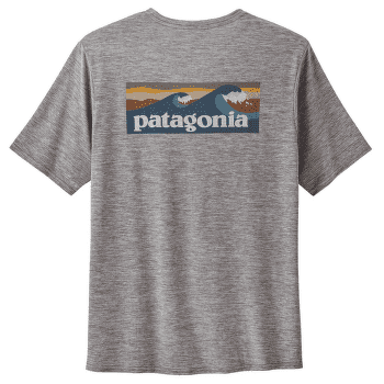 Tricou cu mânecă scurtă Patagonia Cap Cool Daily Graphic Shirt - Waters Boardshort Logo Abalone Blue: Feather Grey