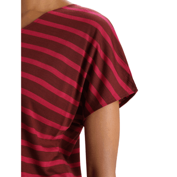 Tricou cu mânecă scurtă Icebreaker Drayden Reversible SS Top Stripe Women ESPRESSO/CHERRY/S