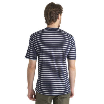 Tricou cu mânecă scurtă Icebreaker Merino Drayden SS Tee Stripe Men MIDNIGHT NAVY/SNOW/S