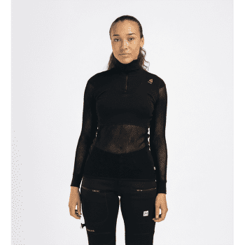 Tricou cu mânecă lungă Aclima WoolNet Polo W/Zip Women Jet Black