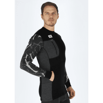Tricou cu mânecă lungă Aclima Lars Monsen Femunden crewneck Men Jet Black/Marengo/Femunden Dark