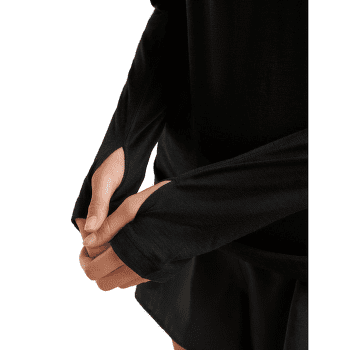 Tricou cu mânecă lungă Icebreaker MerinoFine 150 Ace LS Hoodie Women BLACK