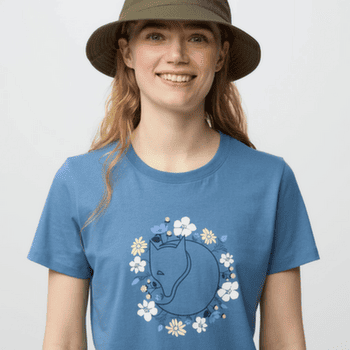 Tricou cu mânecă scurtă Fjällräven FJÄLLBLOMSTER FOX T-SHIRT WOMEN Dawn Blue
