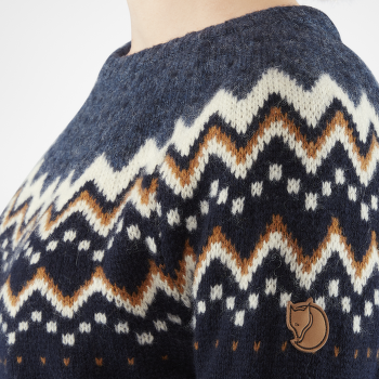 Pulover Fjällräven Övik Knit Sweater Women Buckwheat Brown-Chalk White