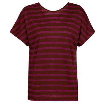 Tricou cu mânecă scurtă Icebreaker Drayden Reversible SS Top Stripe Women ESPRESSO/CHERRY/S