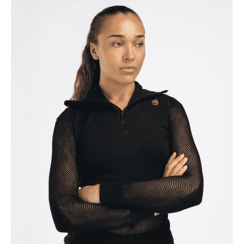 Tricou cu mânecă lungă Aclima WoolNet Polo W/Zip Women Jet Black