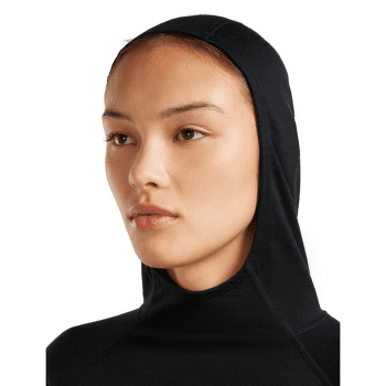 Tricou cu mânecă lungă Icebreaker MerinoFine 150 Ace LS Hoodie Women BLACK