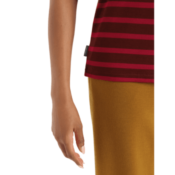 Tricou cu mânecă scurtă Icebreaker Drayden Reversible SS Top Stripe Women ESPRESSO/CHERRY/S