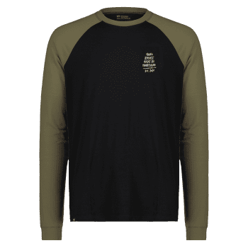 Tricou cu mânecă lungă Mons Royale Icon Raglan Dark Olive / Black