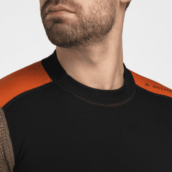 Tricou cu mânecă lungă Aclima WoolNet Hiking Crew Neck shirt Men Jet Black/Tarmac/Gold Flame