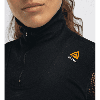 Tricou cu mânecă lungă Aclima WoolNet Polo W/Zip Women Jet Black