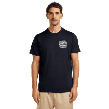 Tricou cu mânecă scurtă Icebreaker Merino 150 Tech Lite SS Tee Evolving Layers Men Midnight Navy