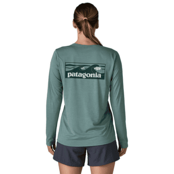 Tricou cu mânecă lungă Patagonia Long-Sleeved Cap Cool Daily Shirt  - Boardshort Logo Women Blue Sage - Light Blue Sage X-Dye