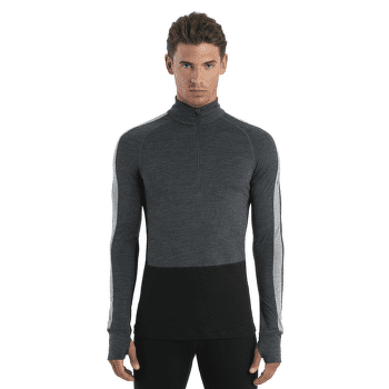 Tricou cu mânecă lungă Icebreaker Merino 200 ZoneKnit™ LS Half Zip Men JET HTHR/BLK/METRO H/CB