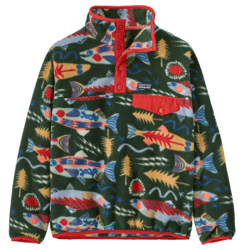 Hanorac Patagonia Lightweight Synch Snap-T Pullover Kids Salmon Energy: Old Growth Green