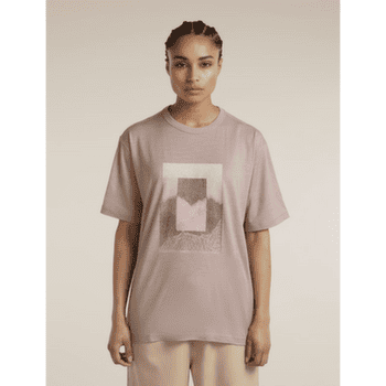 Tricou cu mânecă scurtă Icebreaker Merino 150 Tech Lite SS Relaxed Tee Mountain Shift Women PINK QUARTZ