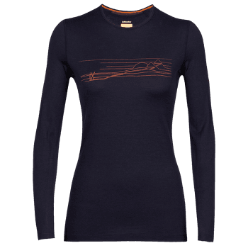 Tricou cu mânecă lungă Icebreaker 200 Oasis LS Crewe Ski Stripes Women Midnight Navy