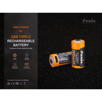 Baterii Fenix RCR123A 800 mAh USB-C Li-ion
