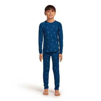Tricou cu mânecă lungă Icebreaker Merino 200 Oasis LS Crewe Snow Day Kids ATLANTIS/TOPAZ/AOP