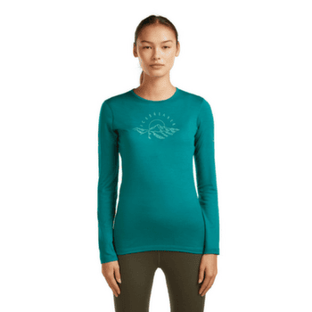 Tricou cu mânecă lungă Icebreaker Merino 200 Oasis LS Crewe Sunrise Summit Women TIDAL TEAL