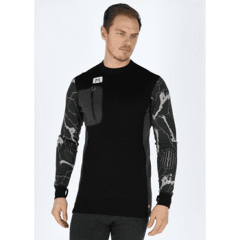 Tricou cu mânecă lungă Aclima Lars Monsen Femunden crewneck Men Jet Black/Marengo/Femunden Dark