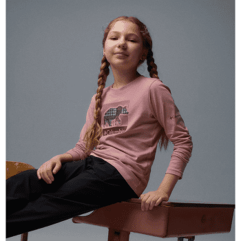 Tricou cu mânecă lungă Columbia Hazeldel Hill™ Long Sleeve Graphic Tee Girls Lavender Pearl, Barely Printed 551