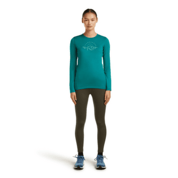 Tricou cu mânecă lungă Icebreaker Merino 200 Oasis LS Crewe Sunrise Summit Women TIDAL TEAL