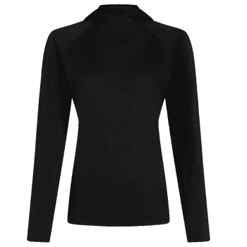 Tricou cu mânecă lungă Icebreaker MerinoFine 150 Ace LS Hoodie Women BLACK