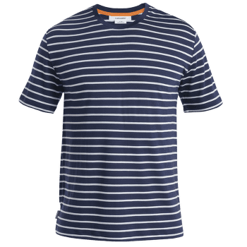 Tricou cu mânecă scurtă Icebreaker Merino Drayden SS Tee Stripe Men MIDNIGHT NAVY/SNOW/S