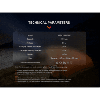 Baterii Fenix RCR123A 800 mAh USB-C Li-ion