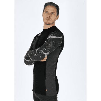 Tricou cu mânecă lungă Aclima Lars Monsen Femunden crewneck Men Jet Black/Marengo/Femunden Dark