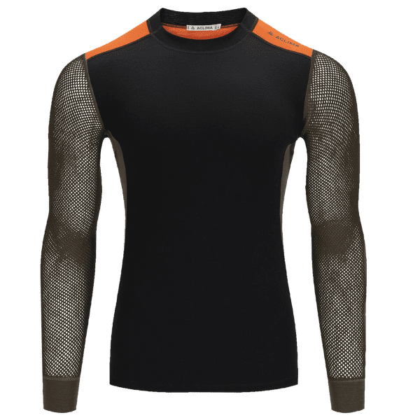 Tricou cu mânecă lungă Aclima WoolNet Hiking Crew Neck shirt Men Jet Black/Tarmac/Gold Flame