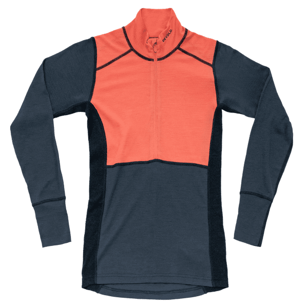 Tricou cu mânecă lungă Devold Lauparen Merino 190 Zip Neck Women 121C CORAL/NIGHT/INK