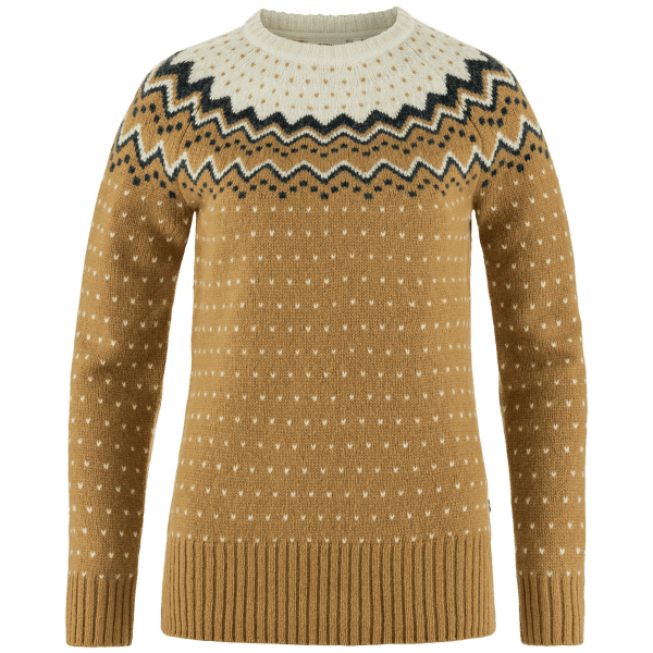 Pulover Fjällräven Övik Knit Sweater Women Buckwheat Brown-Chalk White