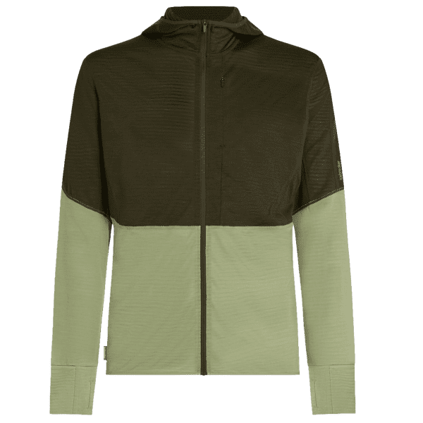 Tricou cu mânecă lungă Icebreaker Merino 200 RealFleece™ Descender LS Zip Hoodie Men DK LODEN/LICHEN/CB