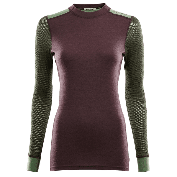 Tricou cu mânecă lungă Aclima WoolNet Hiking Crew Neck Women Fudge / Dill / Olive Night