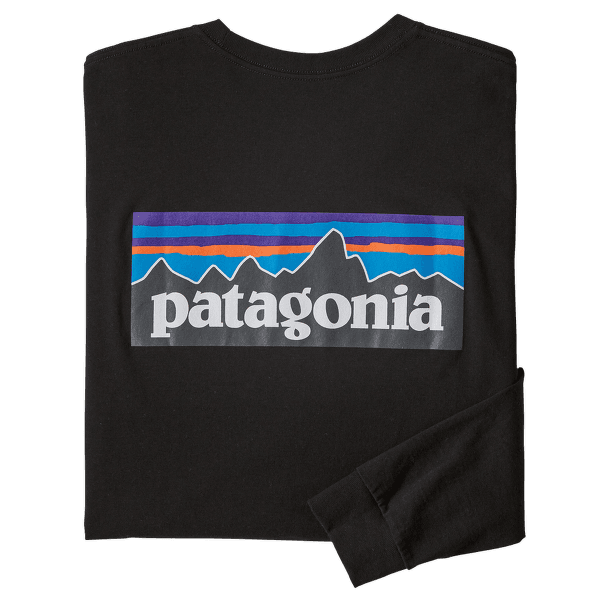 Tricou cu mânecă lungă Patagonia Long-Sleeved P-6 Logo Responsibili-Tee Men Black